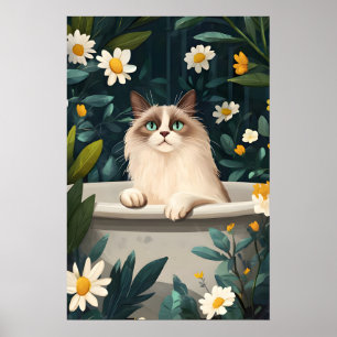 Poster Cartaz de Gato Ragdoll na Banheira, Cartaz Diverti