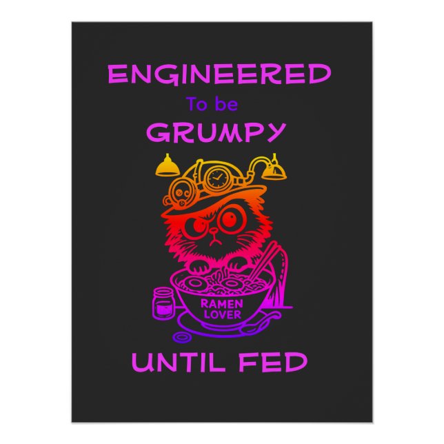 Póster Cartaz de Gato Ramen Steampunk (Frente)