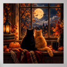 Cartaz de Gatos Outonais Góticos – Arte Aconchegan