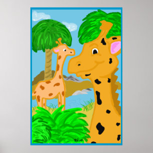 Póster Cartaz de Girafa na Selva