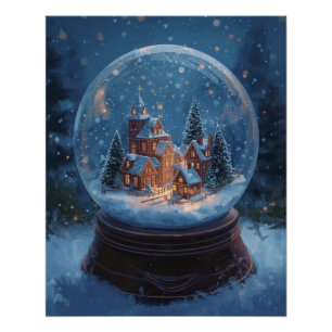 Póster Cartaz de Globo de Neve de Natal