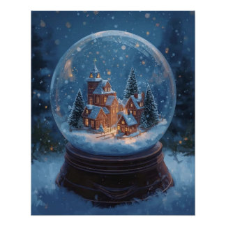 Póster Cartaz de Globo de Neve de Natal