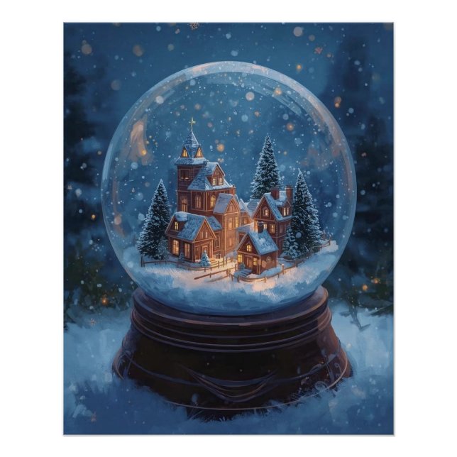 Póster Cartaz de Globo de Neve de Natal (Frente)