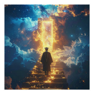 Póster Cartaz de Graduação Caminho Dourado para o Sucesso