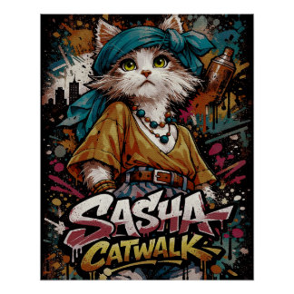 Póster Cartaz de Grafite Sasha Catwalk Y2K
