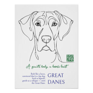 Póster Cartaz de Grande Danês em Arte Linear 