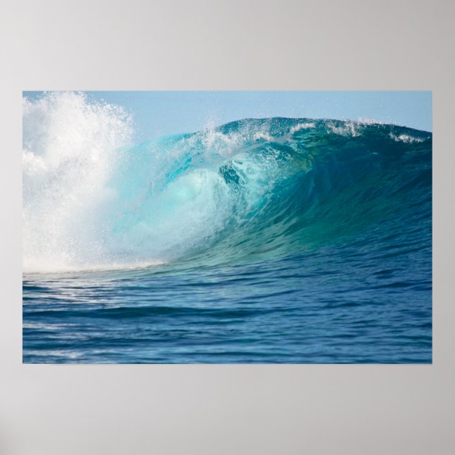 Póster Cartaz de grande onda quebrando no Oceano Pacífico (Frente)