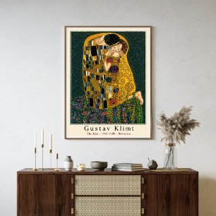 Poster Cartaz de Gustav Klimt O Beijo   Art Nouveau
