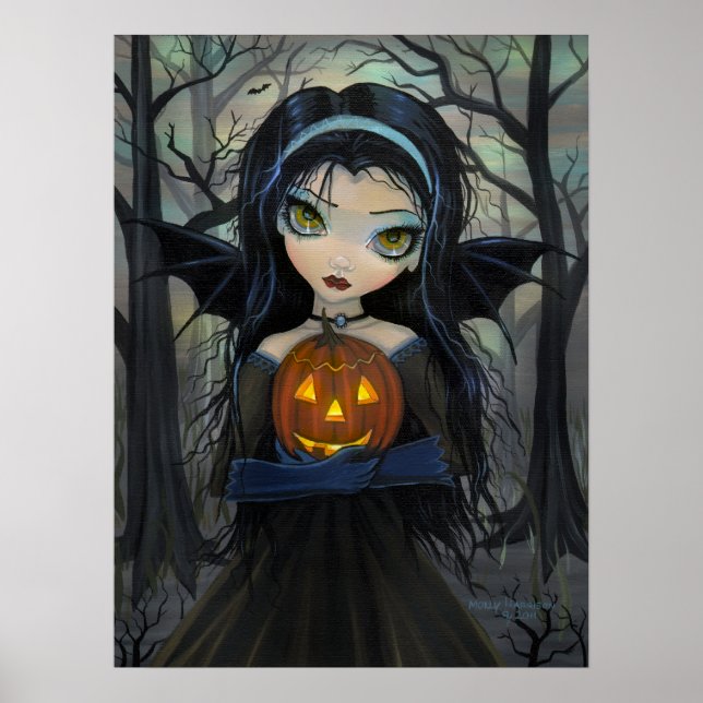 Poster Cartaz de Halloween de Vampiro Gótico de Outubro W (Frente)