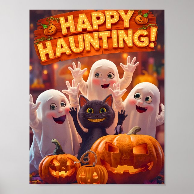 Poster Cartaz de Halloween Infantil – Feliz Caça (Frente)