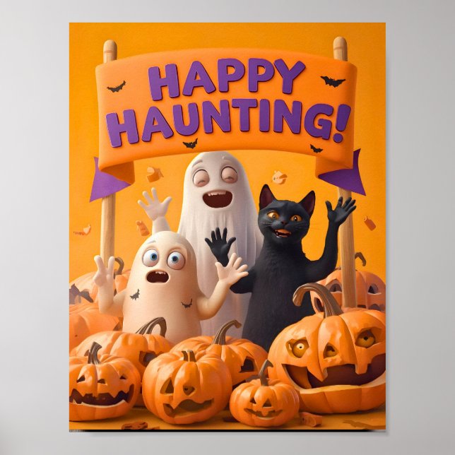 Poster Cartaz de Halloween Infantil – Feliz Caça (Frente)