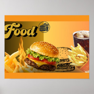 Poster Cartaz de Hambúrguer de Restaurante de Fast Food -