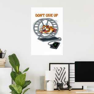 Poster Cartaz de Hamster Exausto e Divertido na Roda de C