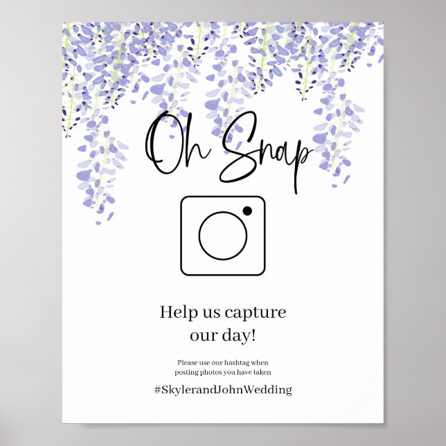 Poster Cartaz de Hashtag de Casamento Oh Snap Wisteria (Frente)