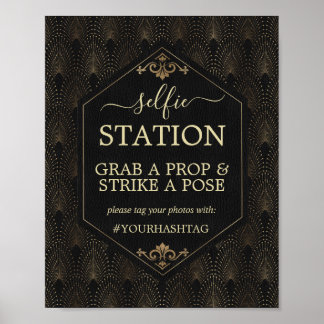 Poster Cartaz de Hashtag de Casamento Royal Gold Black Ga