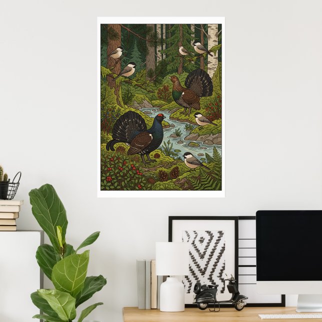 Poster Cartaz de Histórias de Animais da Floresta (Escritório em casa)