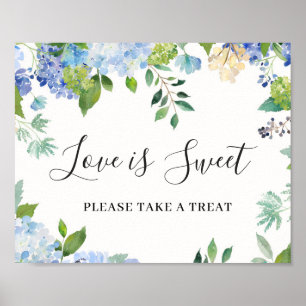 Poster Cartaz de Hortênsia Azul Claro O Amor é Doce