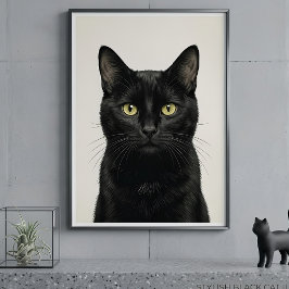 Poster Cartaz de Ilustração de Gato Preto Elegante