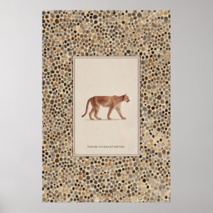 Poster Cartaz de Ilustração de Leão da Montanha Puma Anda