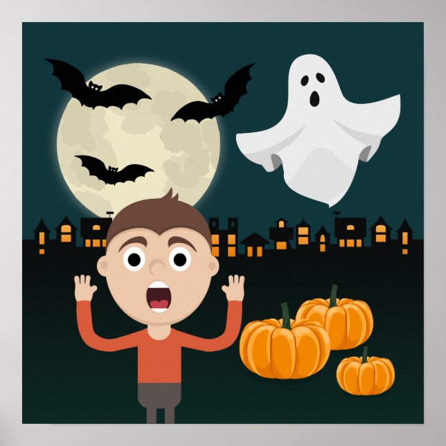 Poster Cartaz de Ilustração de Morcegos Fantasmas de Hall (Frente)