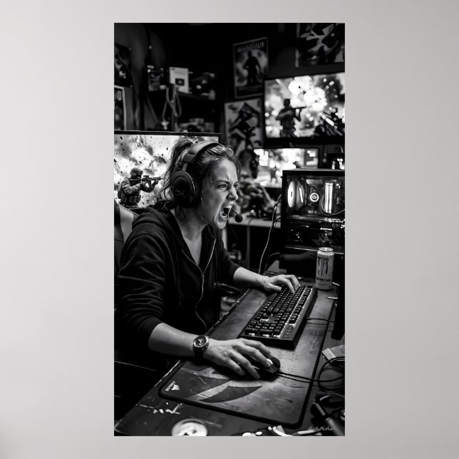 Poster Cartaz de Instruções da Estação de Batalha Preto e (Frente)