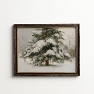 Poster Cartaz de Inverno de Pinheiro Coberto de Neve