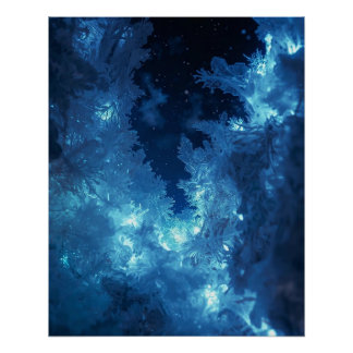 Póster Cartaz de Inverno Lumineo Branco e Azul