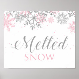 Poster Cartaz de Inverno Onederland Neve Derretida rosa P