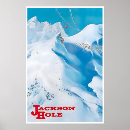 Poster Cartaz de Jackson Hole Wyoming Viagem Arte Esqui V