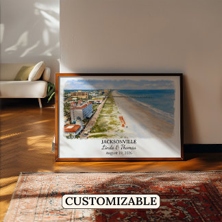 Poster Cartaz de Jacksonville Flórida, Aquarela, Personal