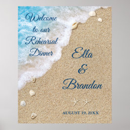 Poster Cartaz de Jantar de Ensaio Ondas da Praia Azul