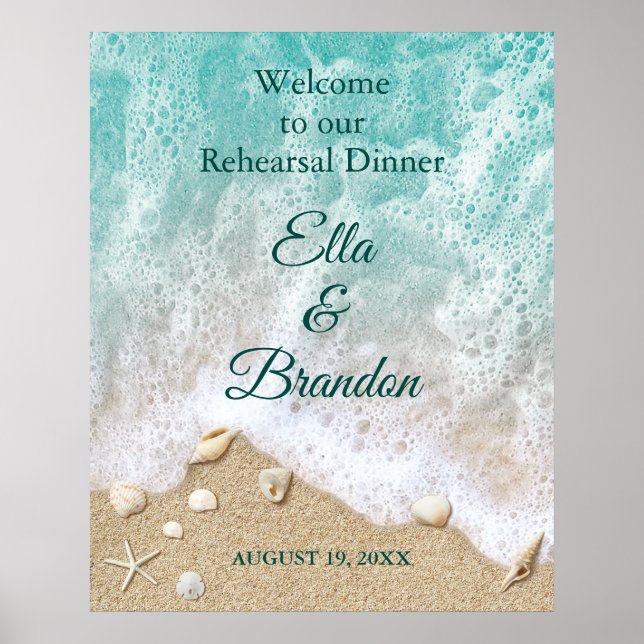 Poster Cartaz de Jantar de Rehearsal Ondas da Praia (Frente)