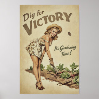 Poster Cartaz de Jardim de Guerra Vintage