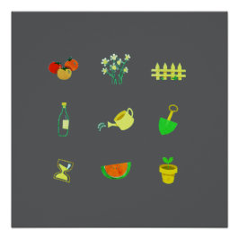 Póster Cartaz de jardinagem moderno em fundo cinza escuro