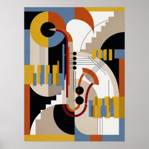 Poster Cartaz de Jazz Art Déco Moderno Vintage