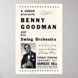 Poster Cartaz de jazz de Benny Goodman - Carnegie Hall -