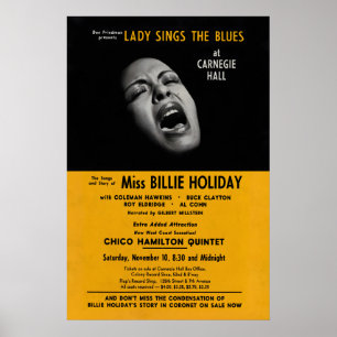 Poster Cartaz de jazz de Billie Holiday - Lady Sings the