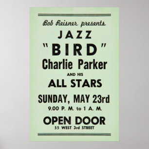 Poster Cartaz de jazz de Charlie Parker - Porta Aberta -