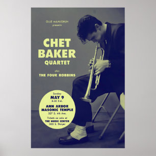 Poster Cartaz de jazz de Chet Baker - Jazz em Ann Arbor -