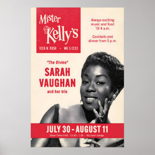 Poster Cartaz de jazz de Sarah Vaughan - Ao vivo no Miste