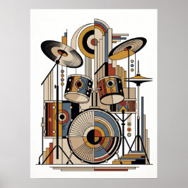 Poster Cartaz de Jazz Geométrico Art Deco