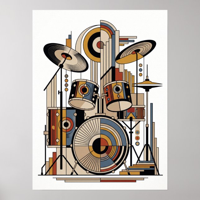Poster Cartaz de Jazz Geométrico Art Deco (Frente)