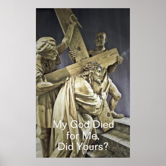 Póster Cartaz de Jesus Cristo carregando a Cruz (Frente)