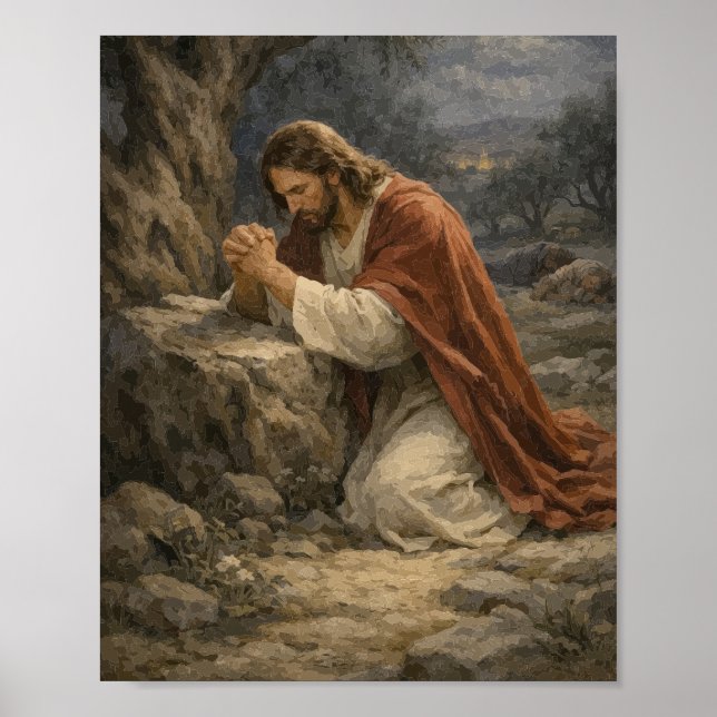 Poster Cartaz de Jesus Orando no Jardim – Noite de Getsêm (Frente)