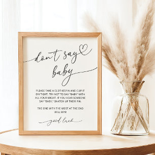 Poster Cartaz de Jogo de Não Diga Bebê Minimalista