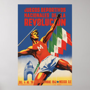 Poster Cartaz de Jogos da Revolução Mexicana Vintage WWII