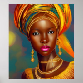 Poster cartaz de jóias de ouro mulher princesa africana 2