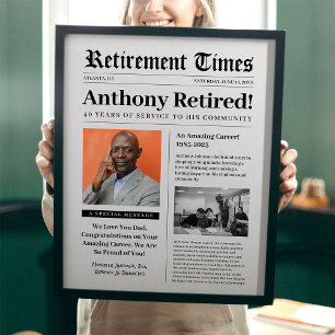 Poster Cartaz de jornal de aposentadoria para presente em