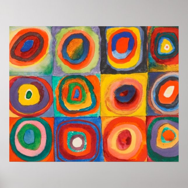 Poster Cartaz de Kandinsky Quadrados Círculos Concêntrico (Frente)
