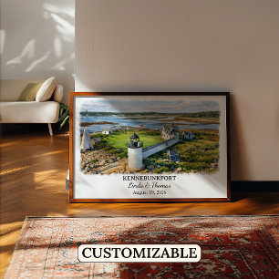 Poster Cartaz de Kennebunkport Maine, Aquarela, Personali